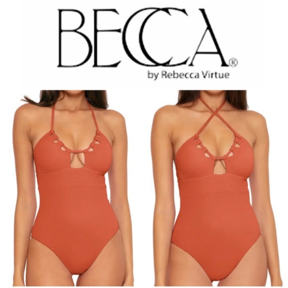 BECCA Pucker Up Cutout Ribbed One
Piece Swimsuit Swimwear